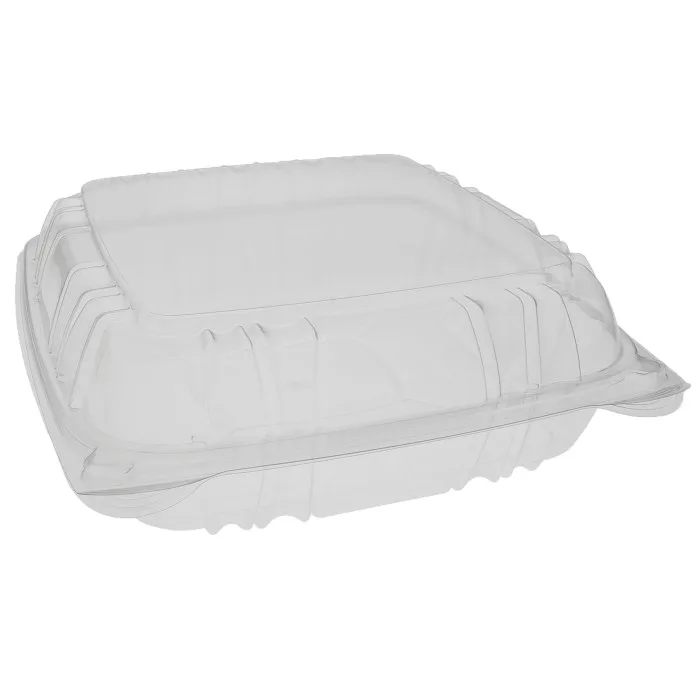 Pactiv Pactiv YCI821100000 Clear OPS Hinged Container 9.21 x 8.87 x 3.07 200/Carton — product photo