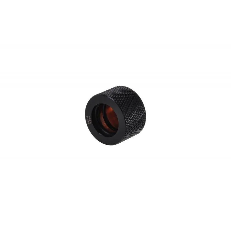 Black knurled G1/4 compression fitting for 16mm hard tube
