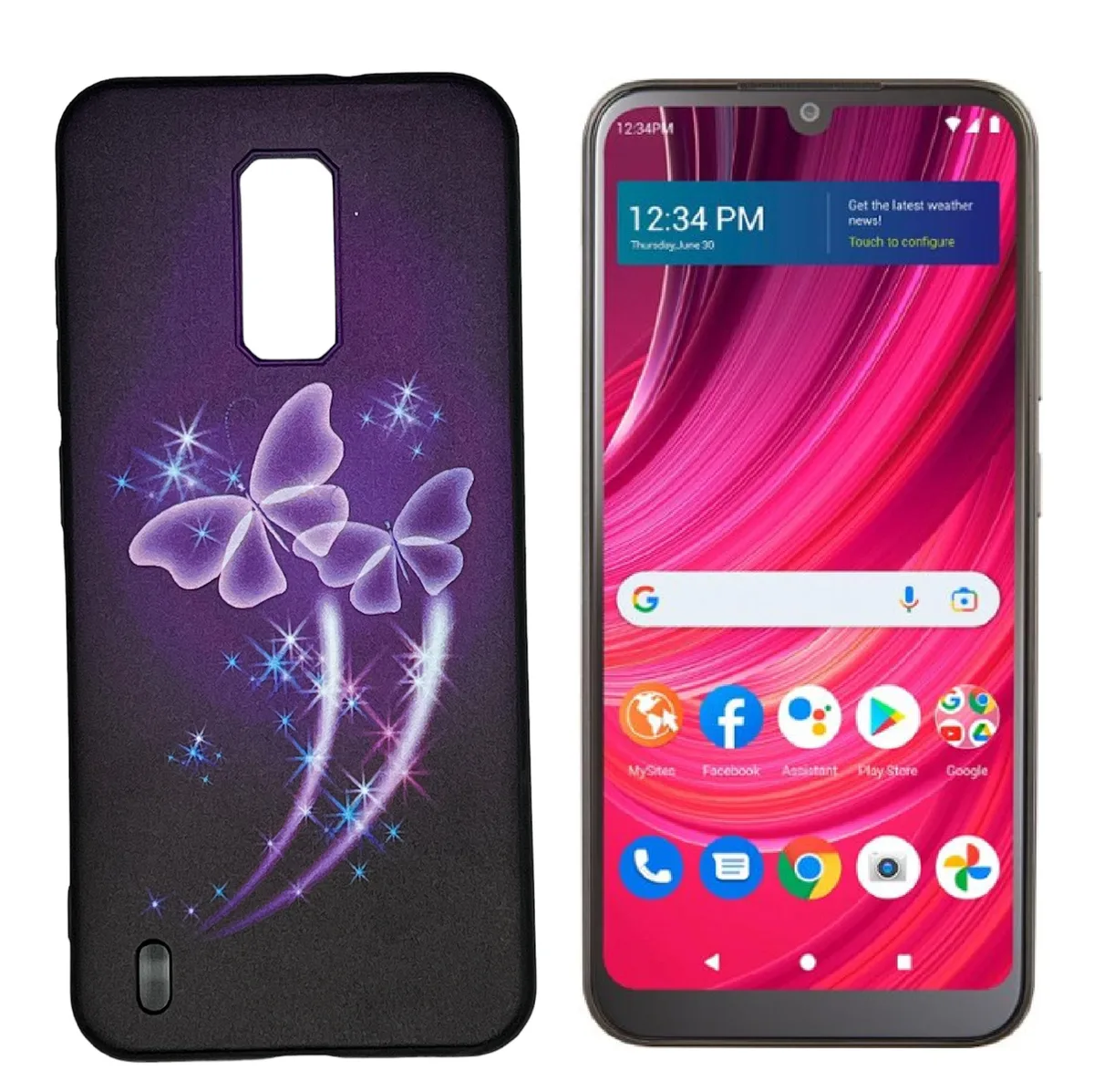 ExtremeCases - Generic ExtremeCases - Generic Blu View 4 B135DL TPU Flexible Skin Cover Case Purple Butterfly — product photo