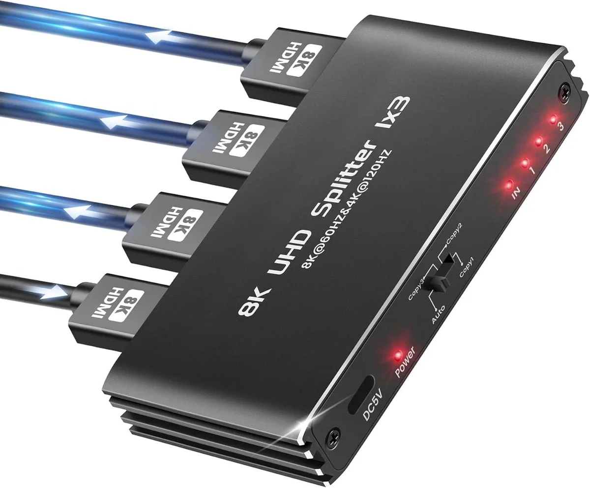 Jansicotek Jansicotek OZF8K2 1×3 HDMI 2.1 Splitter 8K@60Hz 4K@120Hz — product photo