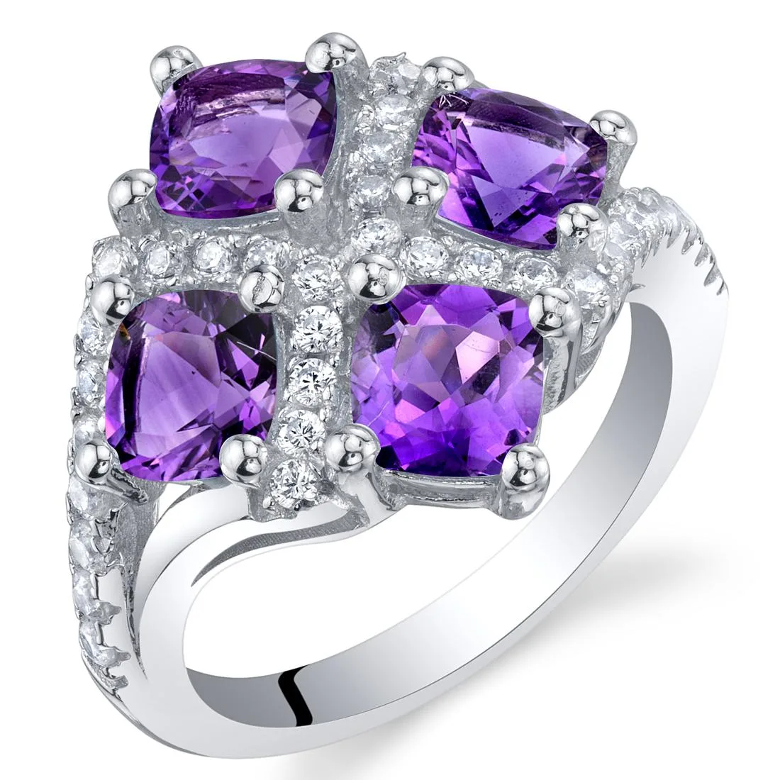 Oravo Oravo 2 Carat Amethyst .925 Sterling Silver Quad Ring — product photo