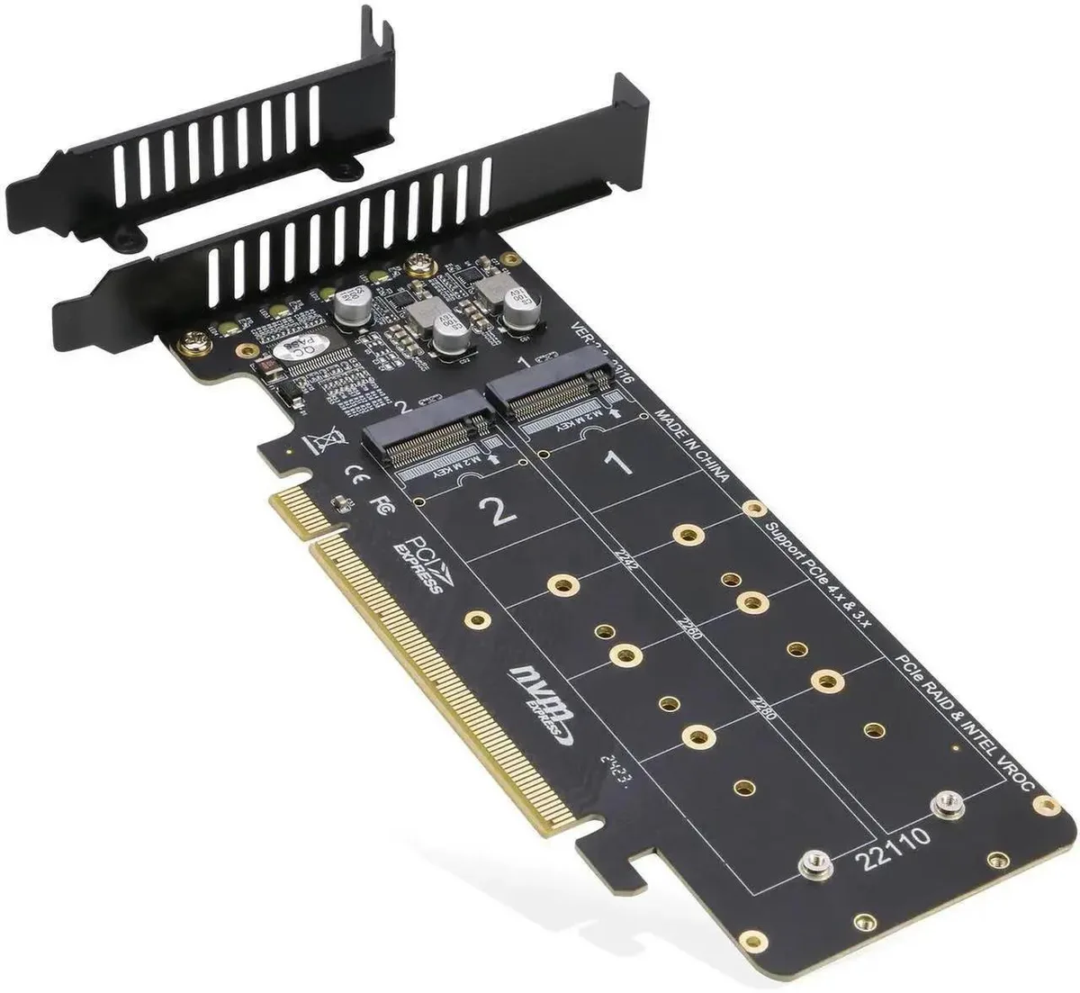 SMUGDESK SMUGDESK PCIe 4.0 x16 4-Port M.2 NVMe Adapter Card 22110/2280/2260/2242 — product photo