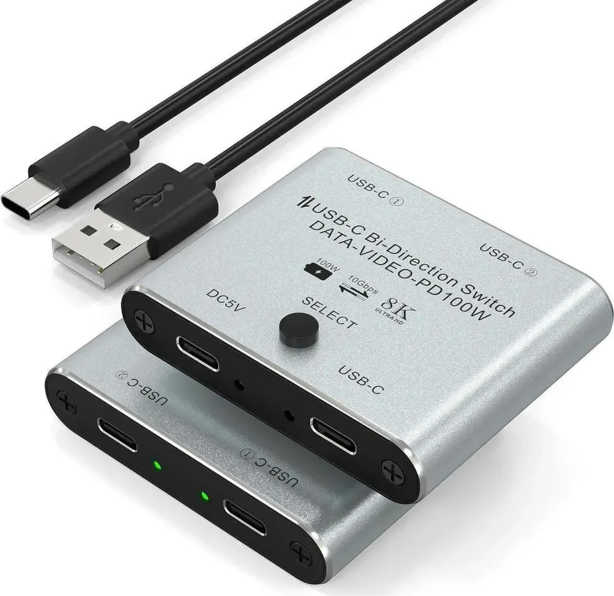 Vszerda Vszerda 8K USB-C KVM Switch 2 Computers 100W 10Gbps — product photo