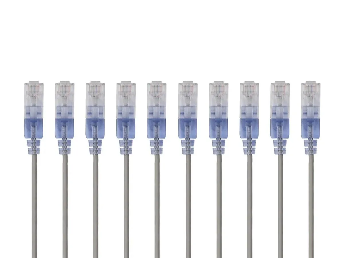 Monoprice Inc. Monoprice 129457 SlimRun Cat6A network ethernet cable 6in Gray 10-Pack — product photo