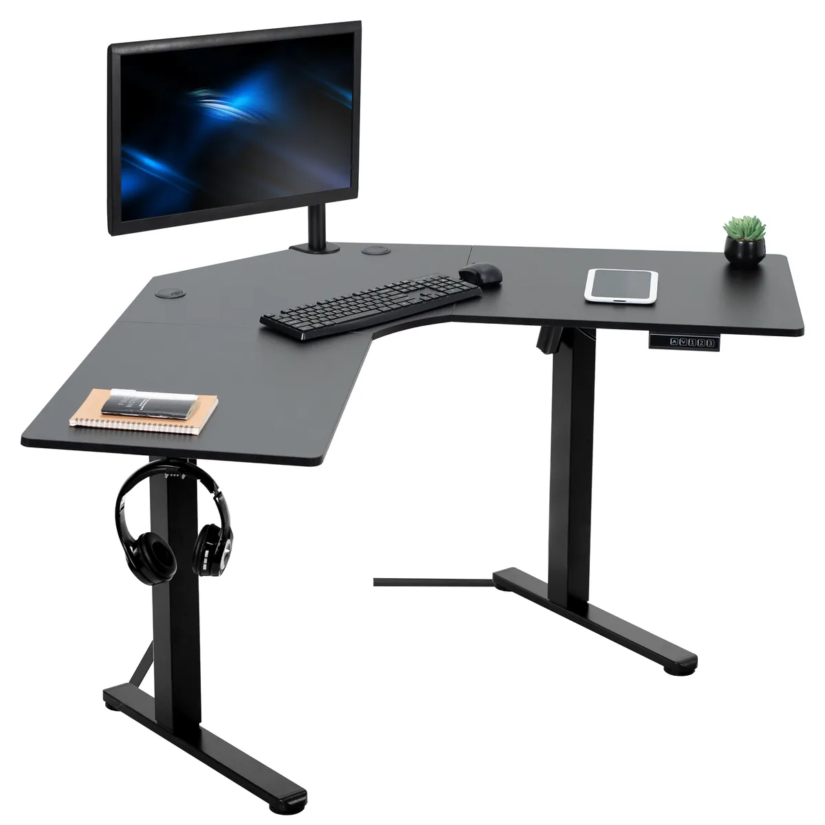 VIVO VIVO Black Electric Corner Standing Desk 47" x 47" L-Shaped — product photo