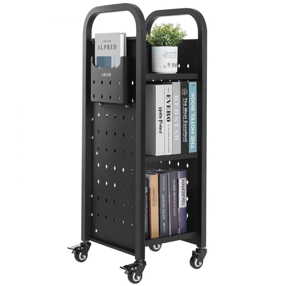 VEVOR VEVOR Rolling Library Book Cart 220 lbs 12.6 x 13.8 x 36.8 in Black — product photo