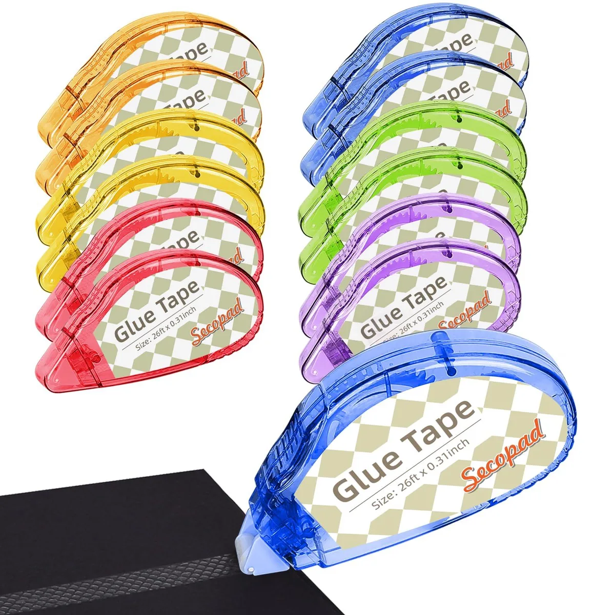 Twelve clear handheld tape rollers in a pack