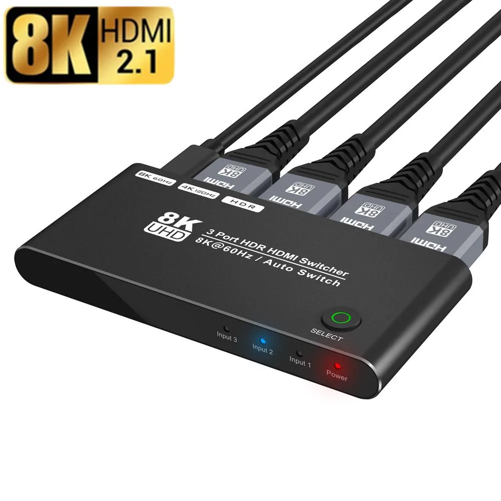 ESTONE ESTONE TJ-A125 HDMI 2.1 3 in 1 out 8K@60Hz 4K@120Hz video switch — product photo