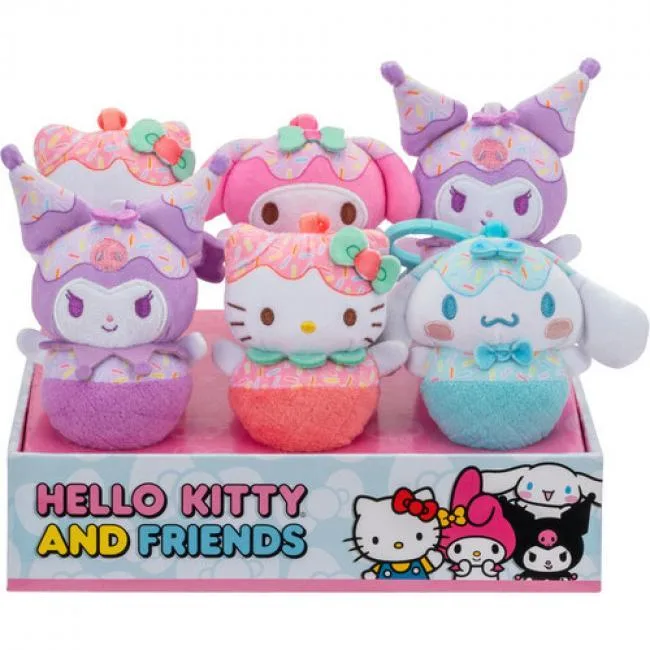 Hello Kitty Hello Kitty HKT0366 4 Inch Clip-On Plush Assortment 6 Count Ice Cream Theme — product photo