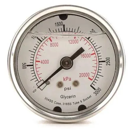 Value Brand Value Brand Commercial Pressure Gauge 0 to 3000 psi 2 in Dial 1/4 in — product photo