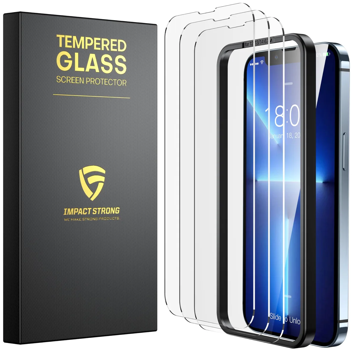  ImpactStrong Tempered Glass Screen Protector for iPhone 13 Pro Max 6.7 Inch 3-Pack — product photo