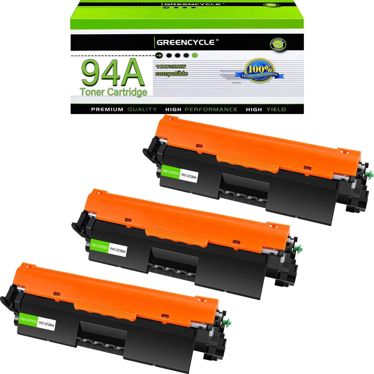 GREENCYCLE GREENCYCLE 94A CF294A Compatible Black Toner Cartridge 3 Pack 1200 Pages — product photo