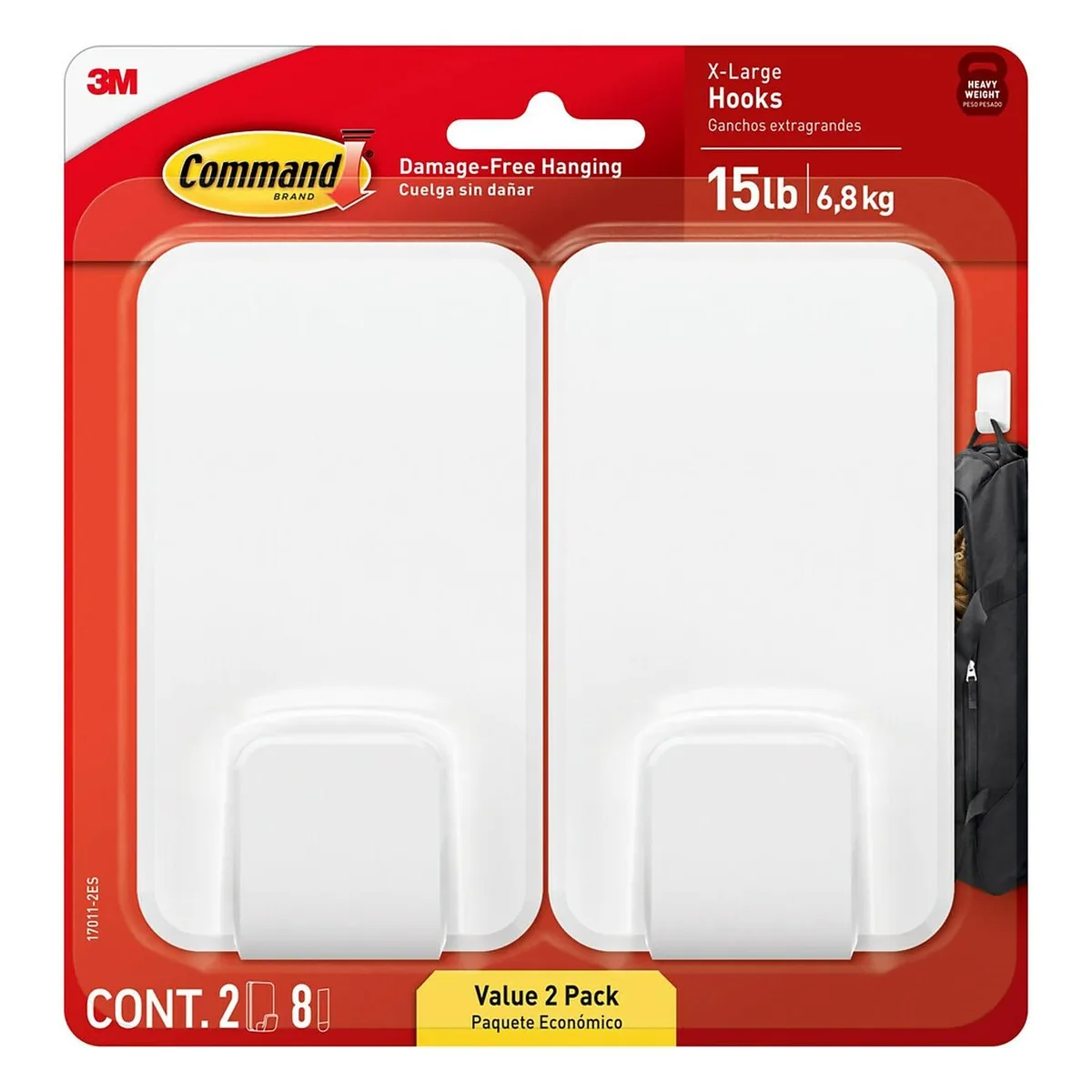 3M 3M Command X-Large Utility Hooks White 2/Pack 17011 — product photo