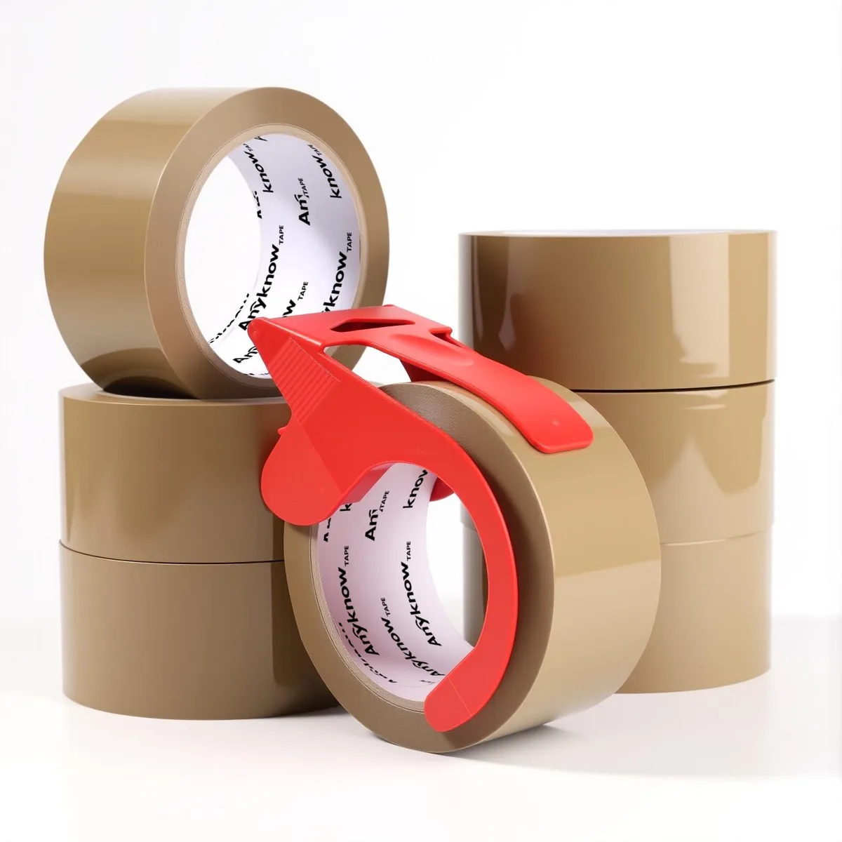 Brown Packing Tape 6 Rolls 2.5mil 1.88" 60Y with Dispenser — product photo