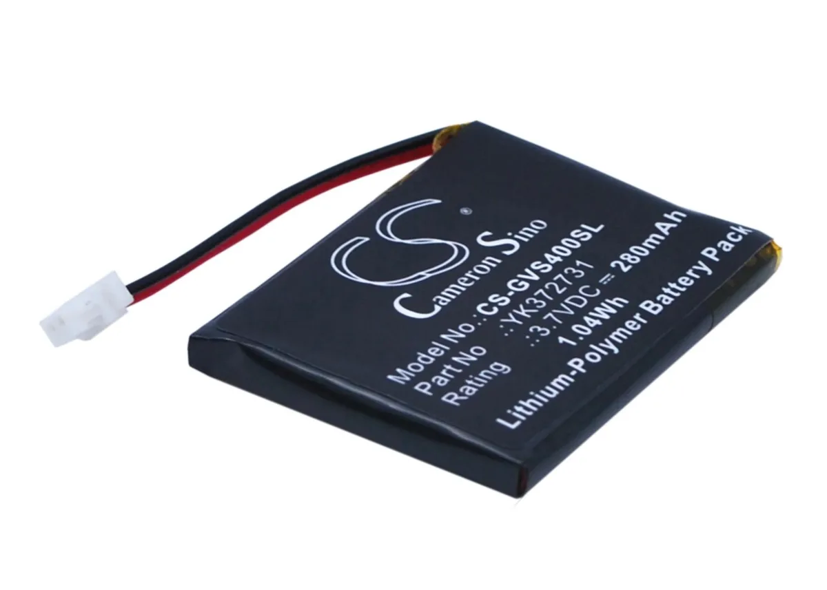 Rectangular replacement battery with plastic casing and connector pins