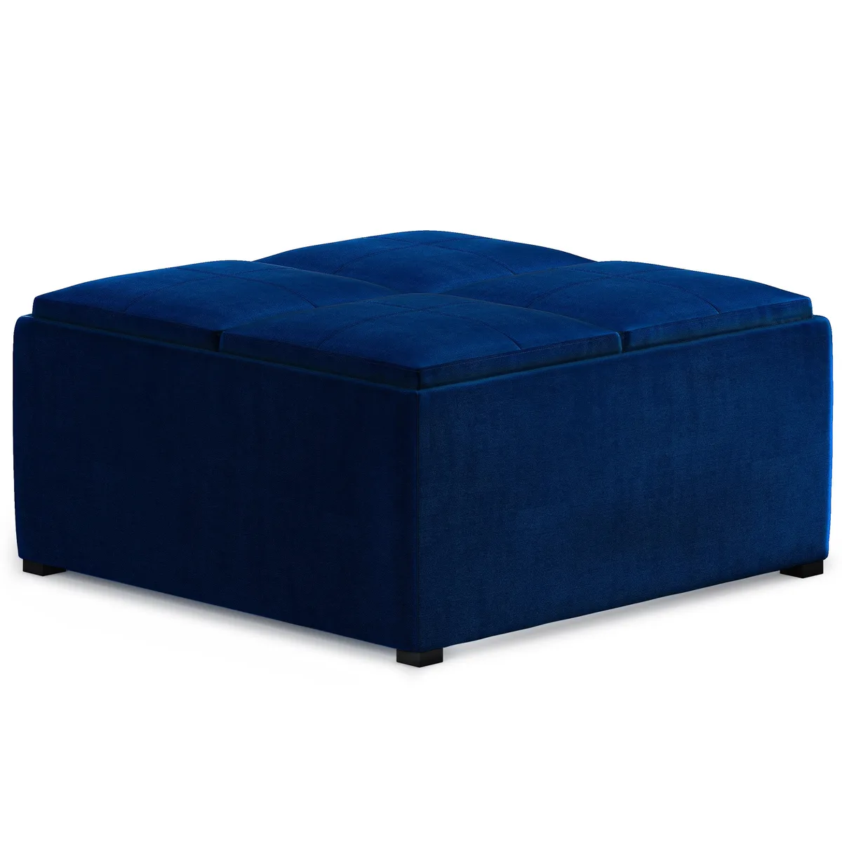 tuphen tuphen Avalon Blue Velvet Square Coffee Table Storage Ottoman 35x35x18 — product photo