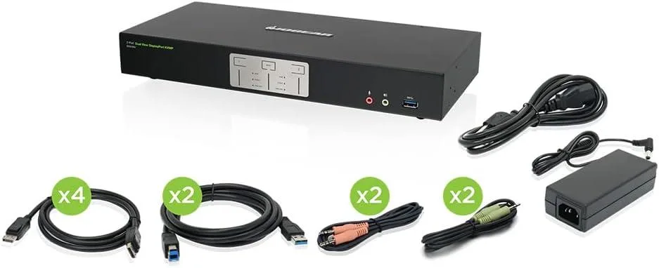 suranus suranus GCS1942 2-Port Dual View DisplayPort KVM Switch 4K 60Hz — product photo
