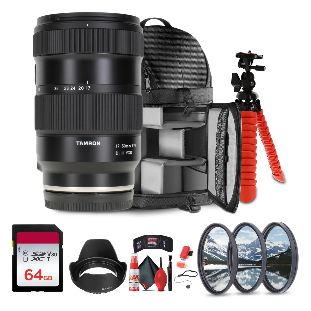 Tamron Tamron 17-50mm f/4 Di III VXD Lens (Sony E) + Sling Backpack + Kit camera lens — product photo