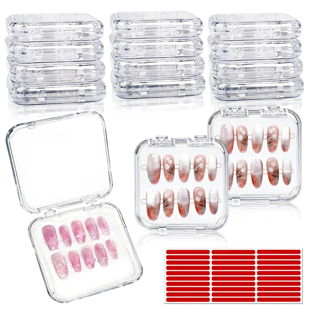 Clear acrylic organizer kit with 14 boxes and 30 adhesive tabs