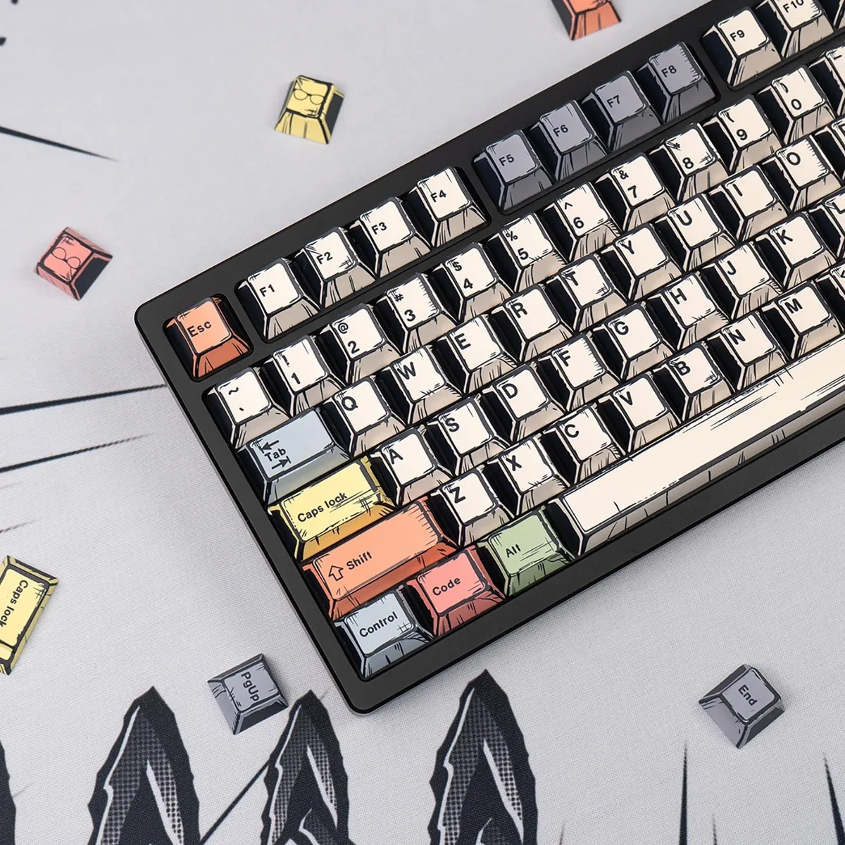 ARCTIC ARCTIC Canvas Manga Keycaps 150 Keys PBT Cherry Profile 60 65 75 95% 2 in 1 Accessory — product photo