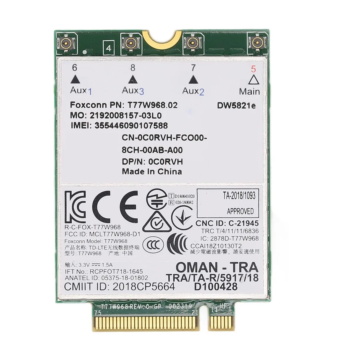 Avantalk Avantalk DW5821E 3G/4G/5G network card M.2 3042 Key.B 2 in 1 accessory — product photo