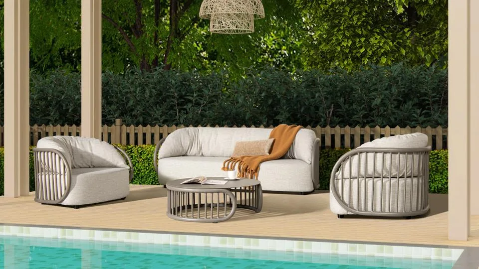 tuphen tuphen Harper 34.5" Round Coffee Table Geige Taupe Aluminum — product photo