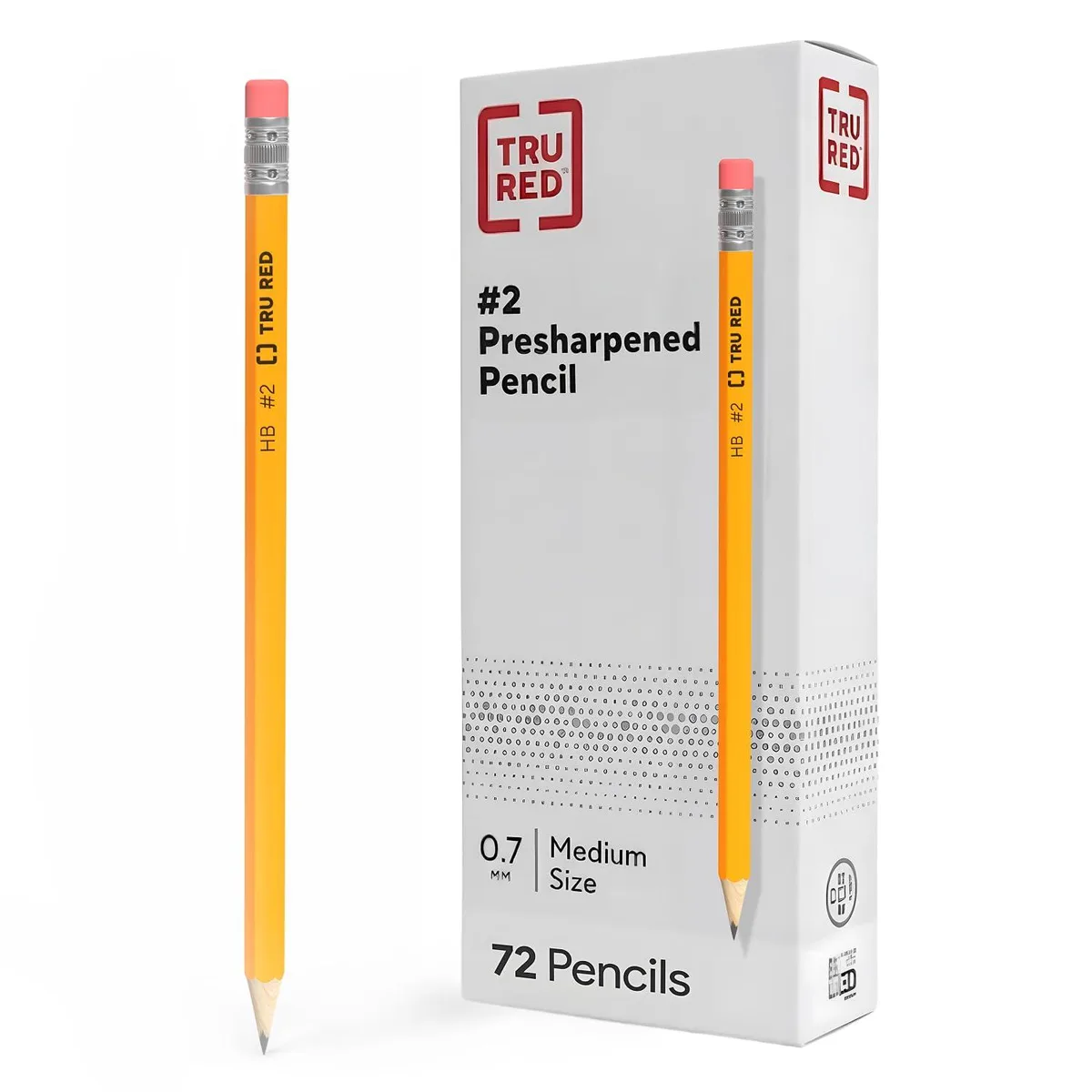 Yellow hexagonal wooden pencils with erasers, 72 pack