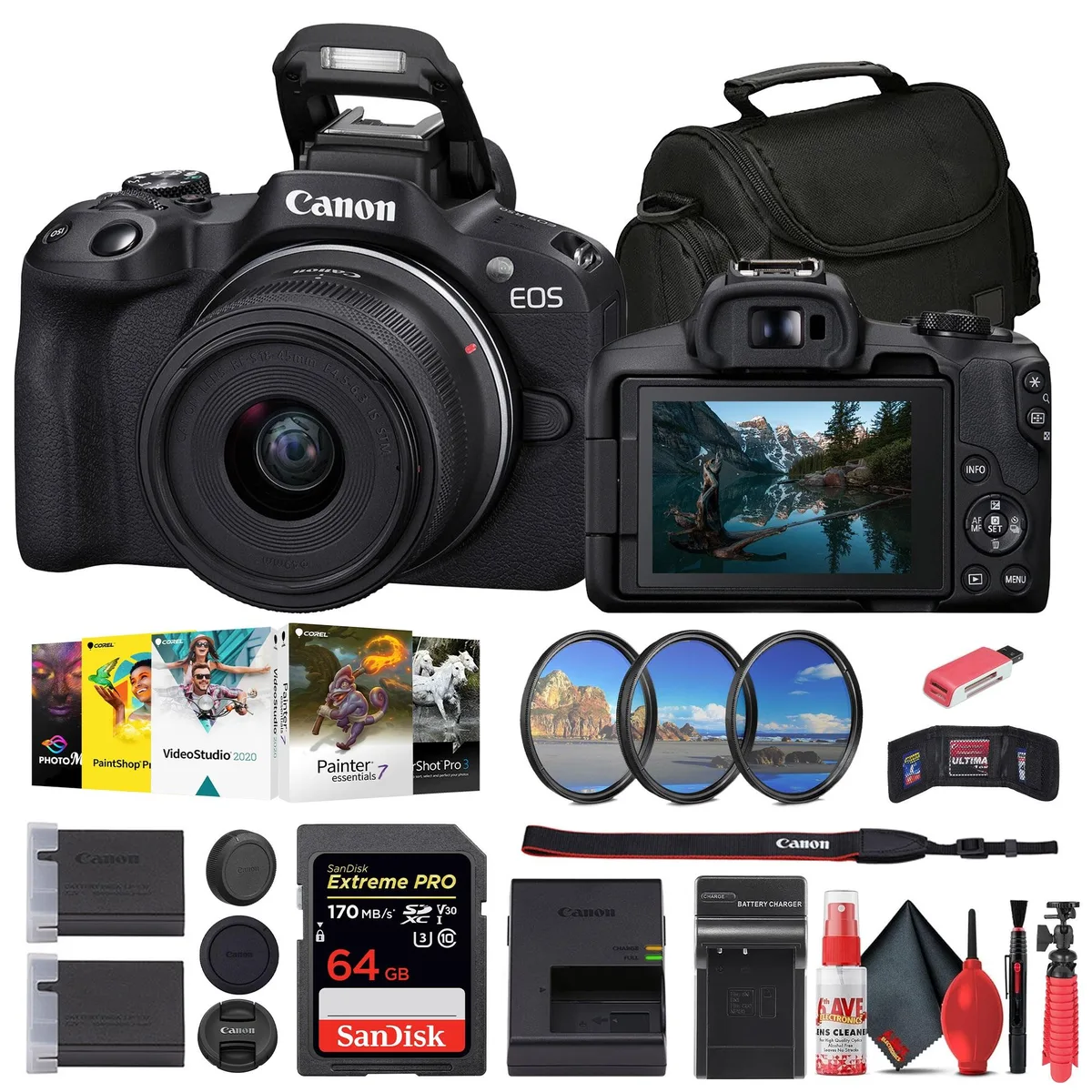 Canon Canon EOS R50 Mirrorless Camera Kit with 18-45mm Lens, 64GB Card, Bag — product photo