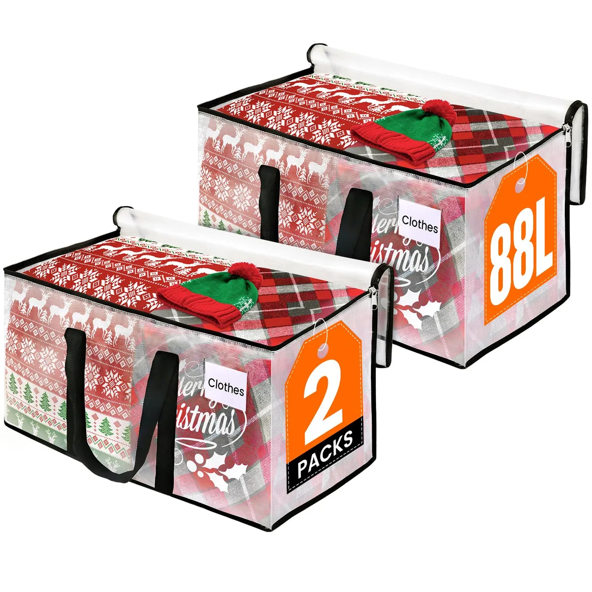  RoomHacks Clear Moving Bags 88L 2-Pack 29x14x14in 60lb — product photo