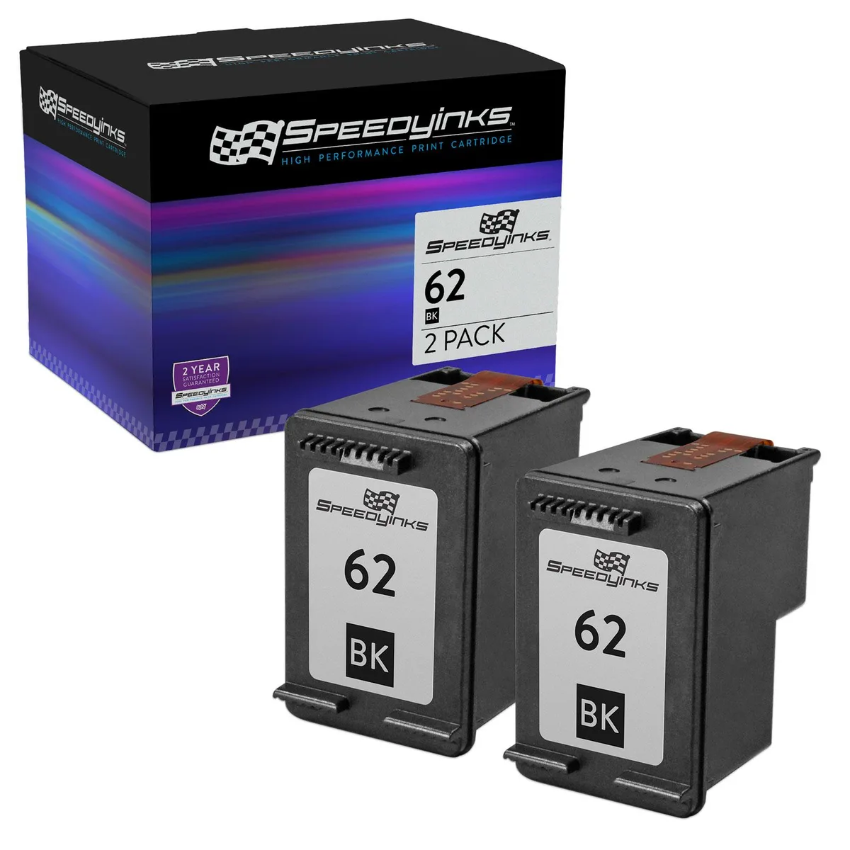 SpeedyInks SpeedyInks HP 62 Black Ink Cartridge 2-Pack 200 Pages — product photo