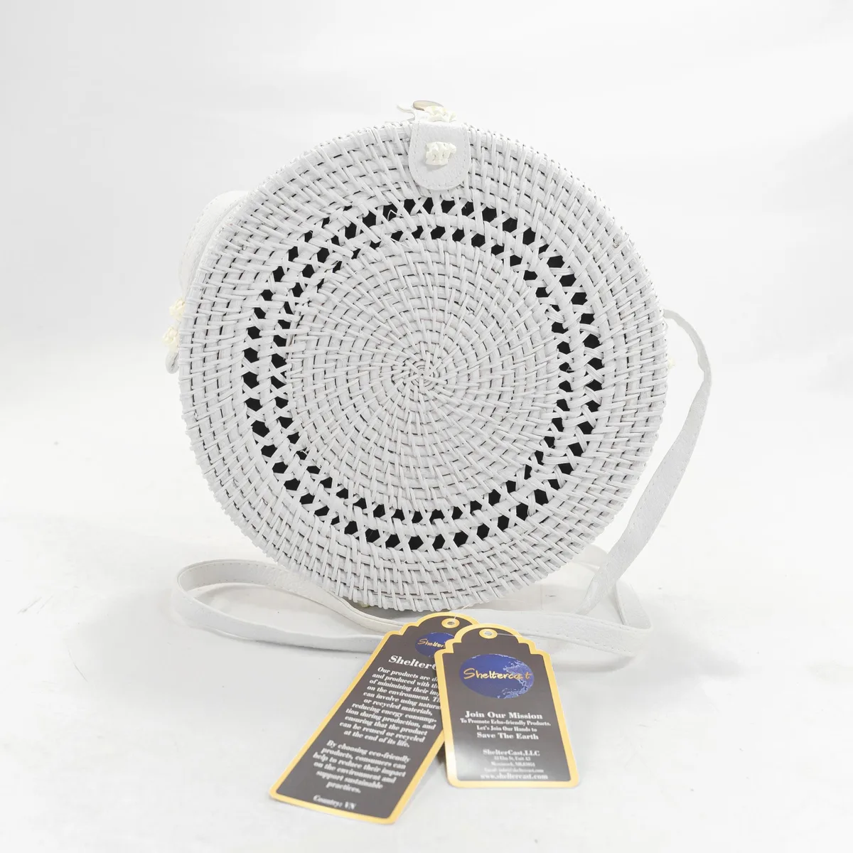 ShelterCast ShelterCast Boho Circle Round Rattan Bag White Medium — product photo