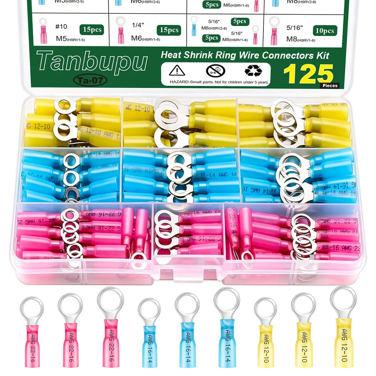  Tanbupu Ta-07 125Pcs Heat Shrink Wire Cap Connectors Kit — product photo