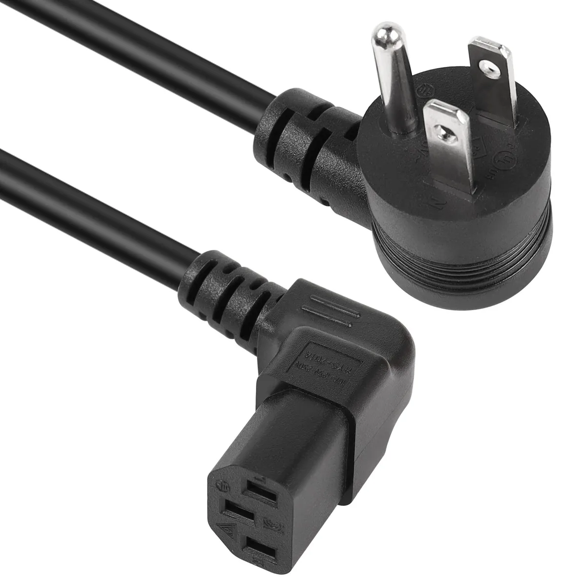 Tripp Lite 90° NEMA 5-15P to IEC 320 C13 Power Cord 4.9Ft 18AWG 10A 125V — product photo