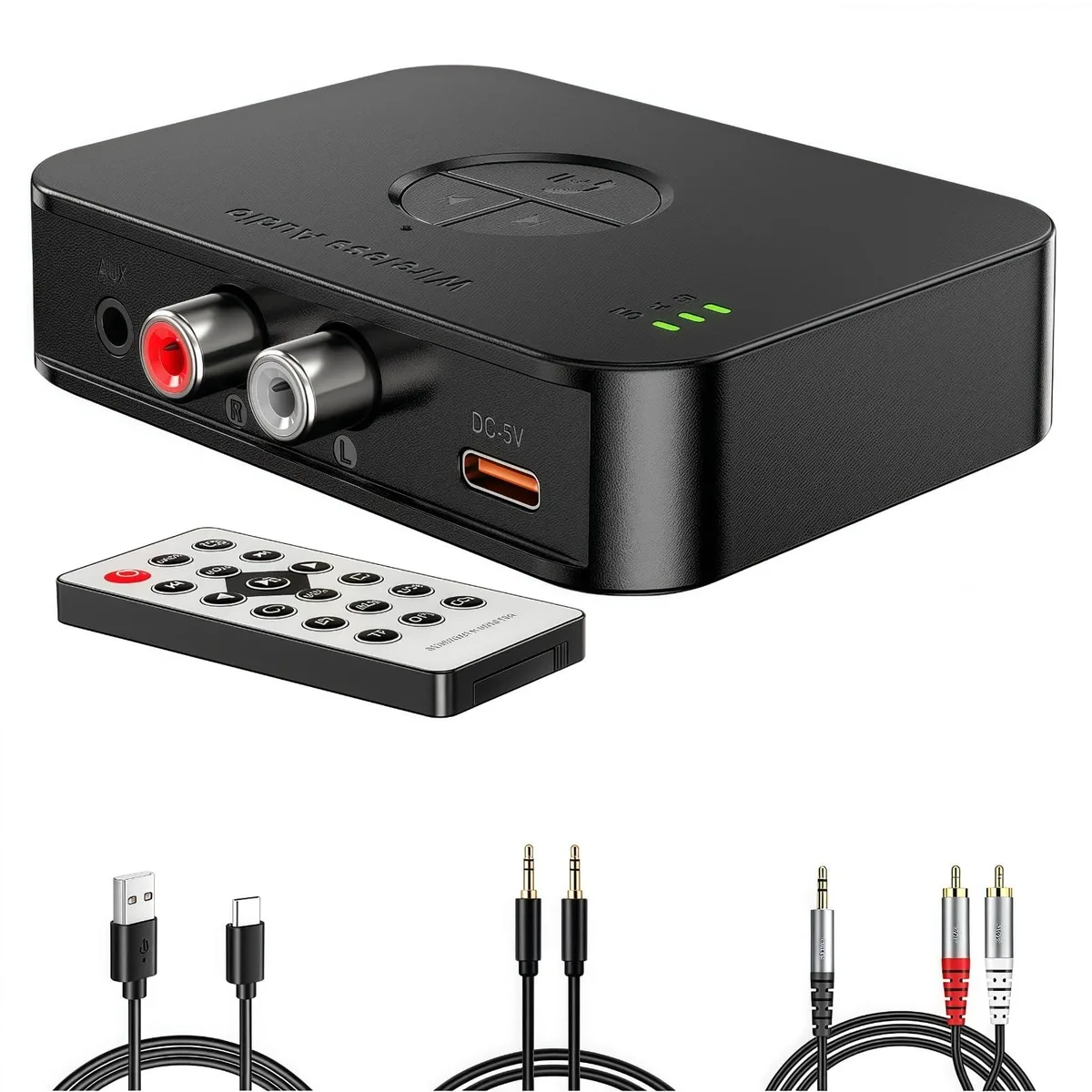 PONYBRO Bluetooth 5.4 Receiver Black with Remote — product photo