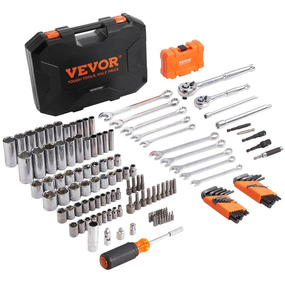 VEVOR VEVOR XL3263 145 Pcs Mechanics Tool Set, 1/4" 3/8" Drive, SAE Metric, CR-V, Storage Case — product photo