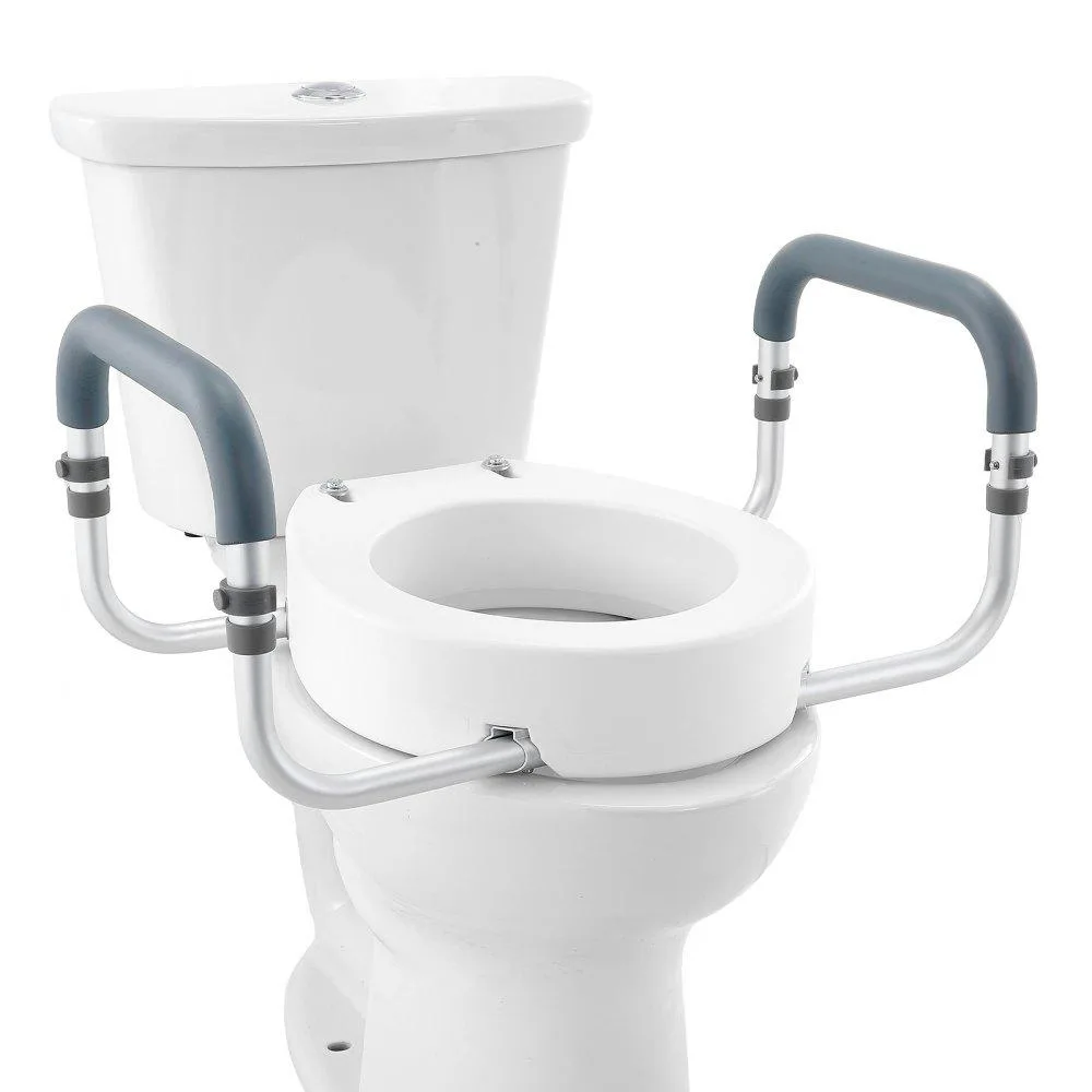 VEVOR VEVOR Raised Toilet Seat 3.5" 300 lbs Round Toilet Aluminum Handrail EVA Armrest — product photo