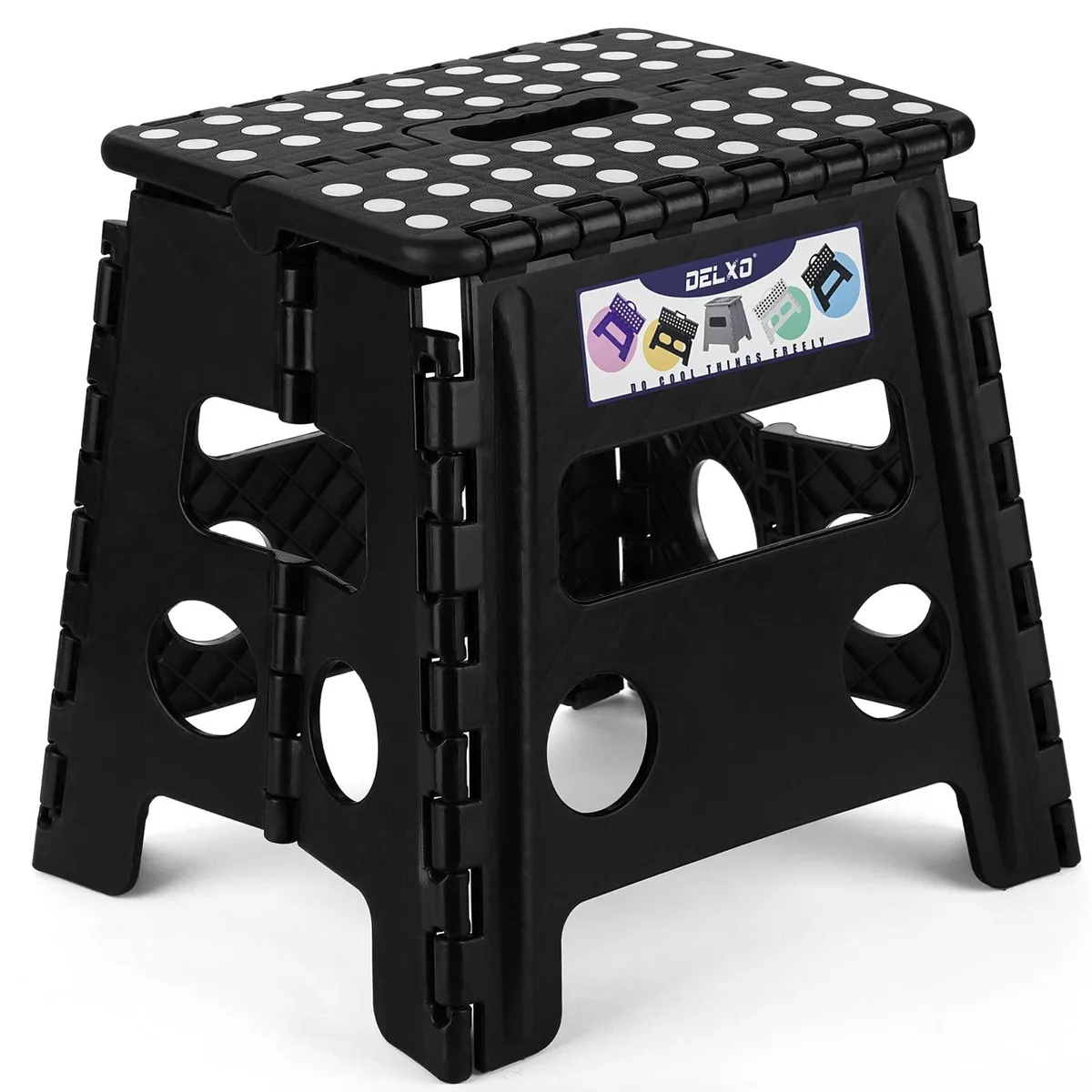  Delxo Folding Step Stool 13 Inch 300 Lbs Black — product photo