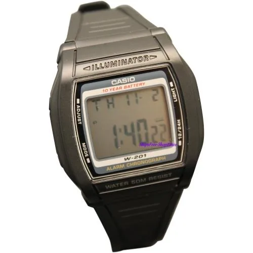 CASIO Casio W-201-1AV digital watch 39mm 50m 10-year battery — product photo