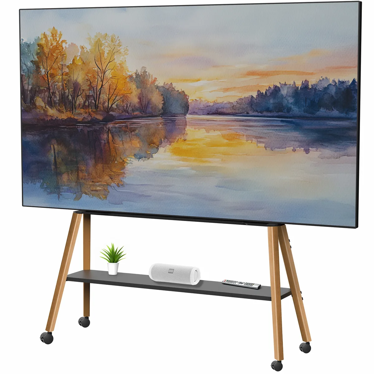 VIVO VIVO Rolling Easel TV Floor Stand Walnut/Black 50-90" 132 lbs — product photo