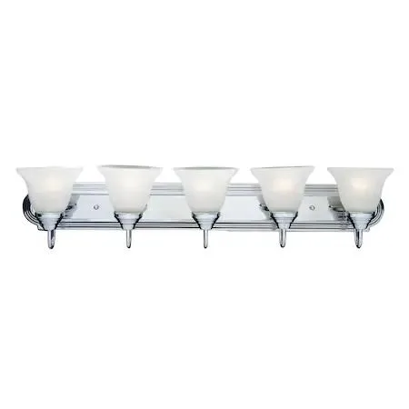 Polished chrome 36 inch five-light vanity fixture