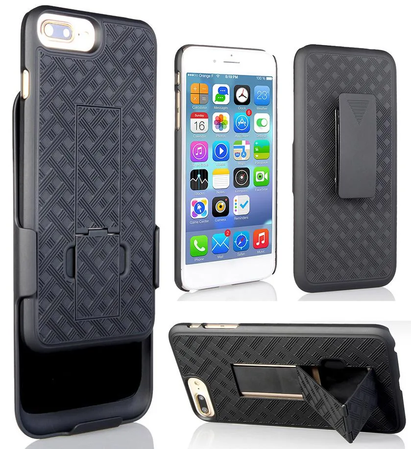 Nakedcellphone Nakedcellphone Kickstand Case + Holster Combo with Stand Black 13 positions for iPhone 7/8 Plus — product photo