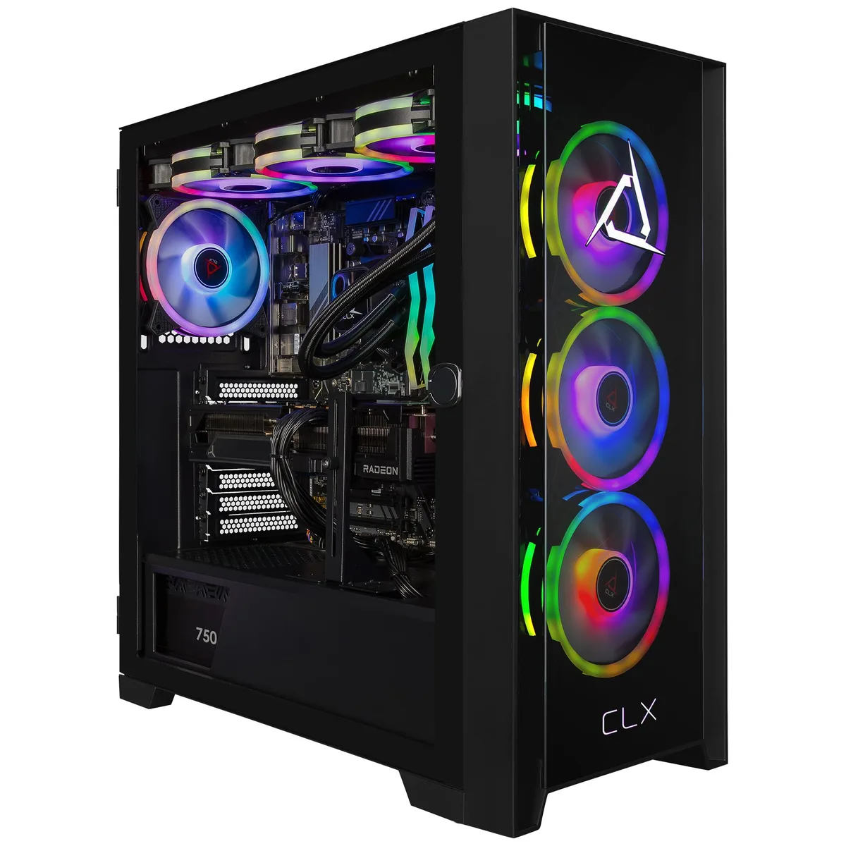 CLX Gaming CLX Gaming TGMSETRXA5300BM gaming PC Ryzen 7 7800X3D Radeon RX 9070 XT 32GB DDR5 2TB NVMe — product photo