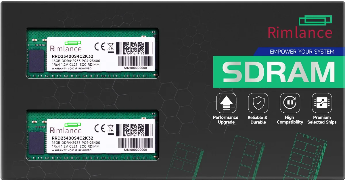 RIMLANCE RIMLANCE 32GB (2x16GB) DDR4 2933MHz CL21 1Rx4 ECC Registered RDIMM Server RAM — product photo
