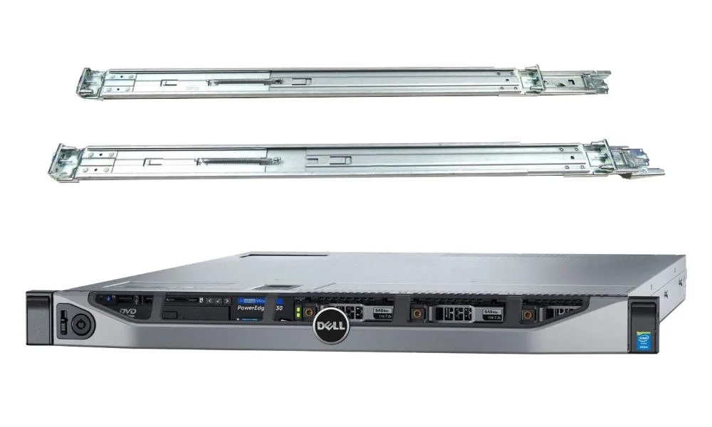 DELL DELL PowerEdge R630 rack server, 2×Xeon E5-2697 V3 14-core 2.6 GHz, 512 GB DDR4, 7.68 TB SATA SSD, rail kit — product photo