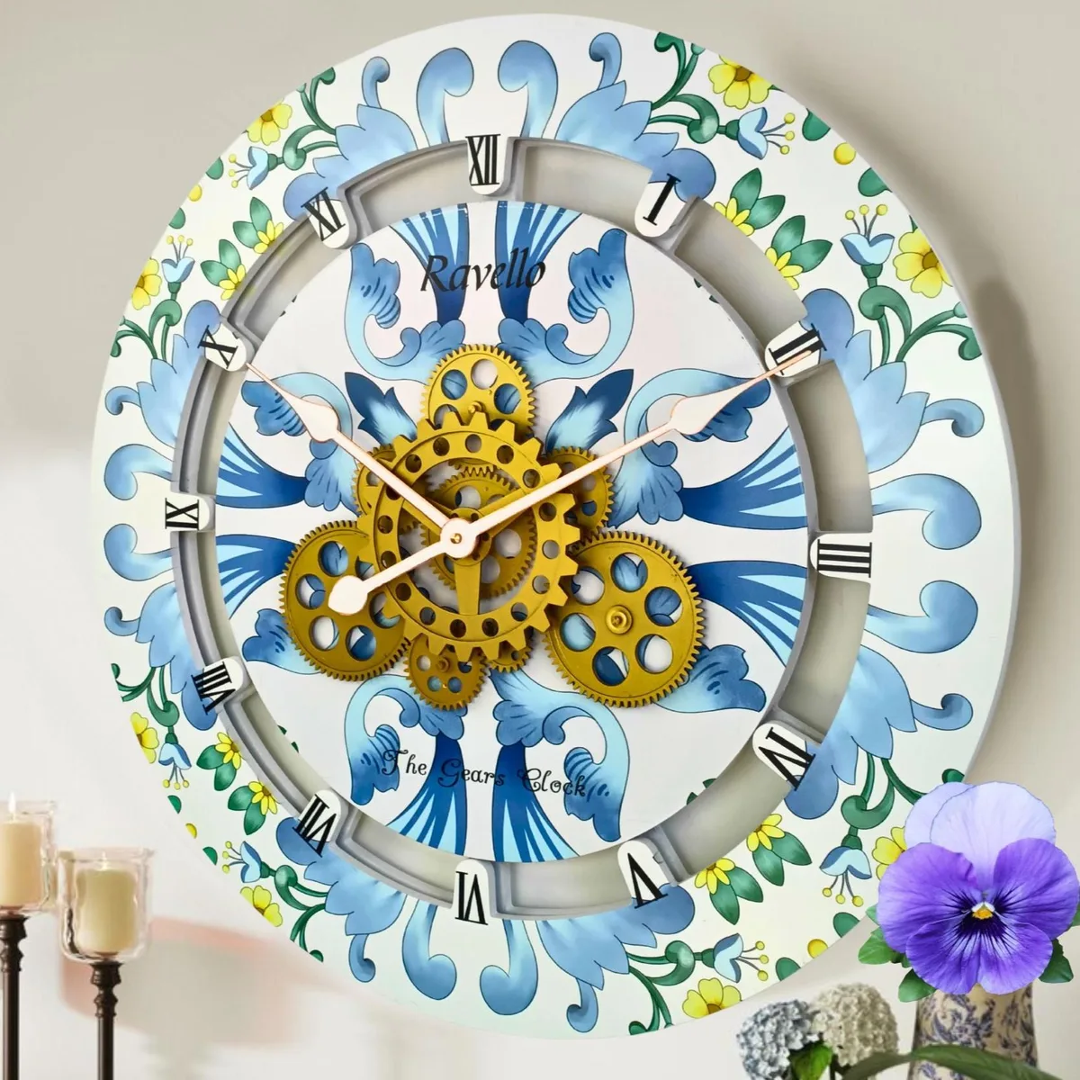 The Gears Clock The Gears Clock Italy Line 24 Inch Round Ravello Wall Clock — product photo
