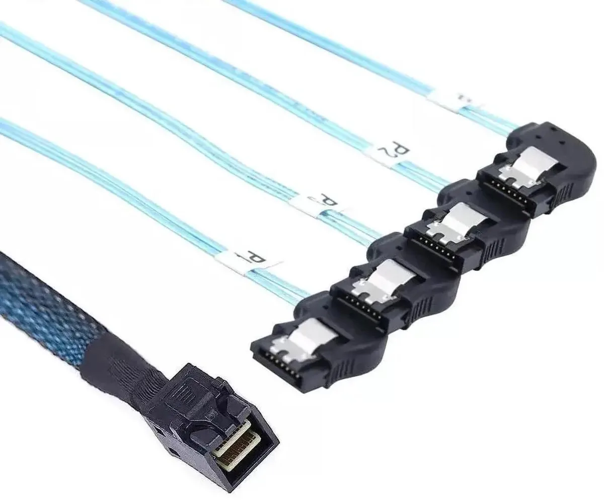 SMUGDESK SMUGDESK Mini SAS HD SFF-8643 to 4 Right Angle SATA Cable 50cm — product photo