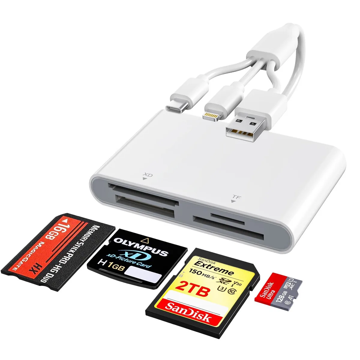  Bawanfa Plus AP554 RFID 4-in-1 Card Reader Lightning USB-C USB-A — product photo