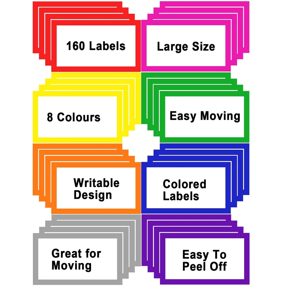  Gicare BJTZ Moving Labels 160pcs 6x4 inch 8 Colors — product photo