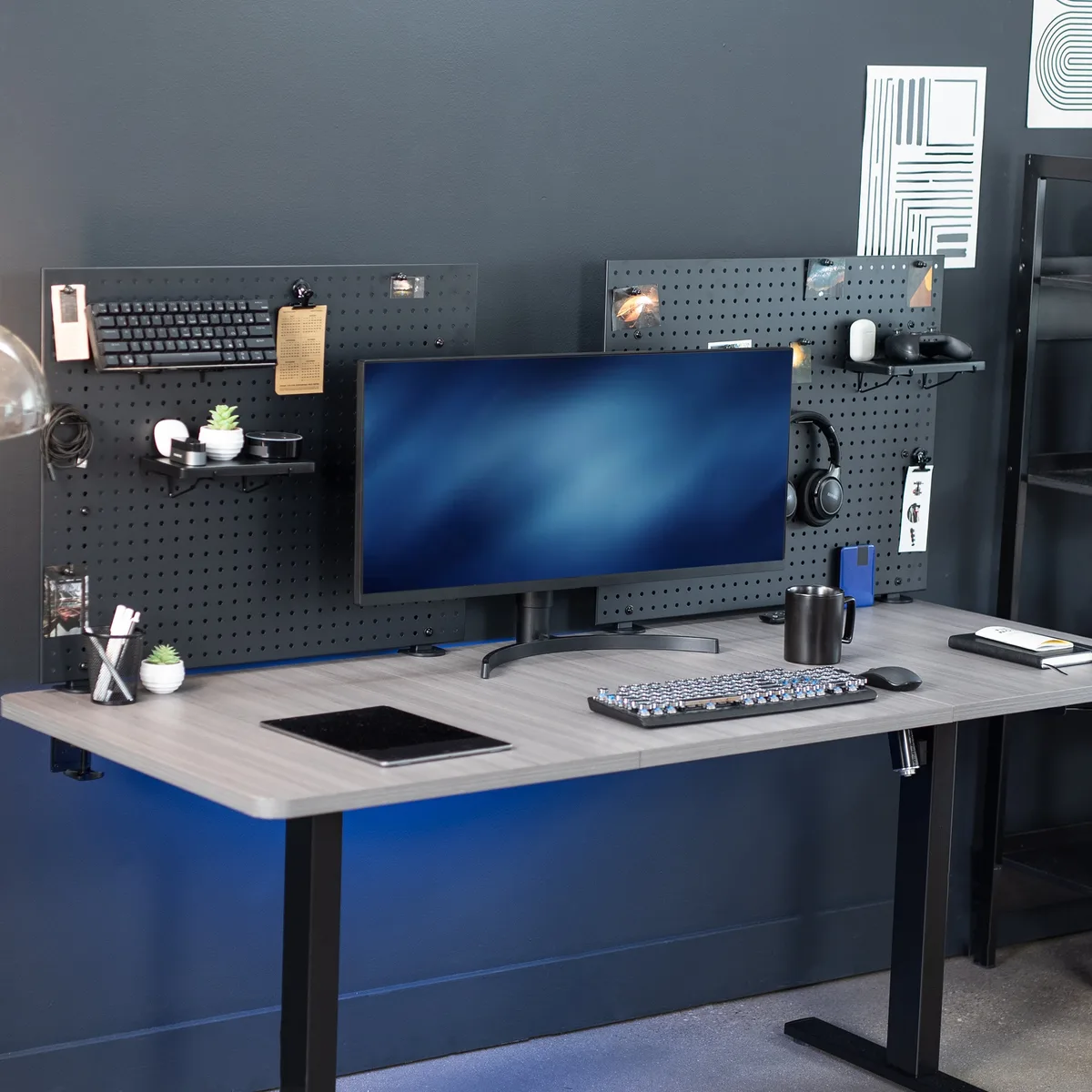 VIVO VIVO Dual Steel Clamp-on Pegboard 60 x 24 inch 2 Panels Black — product photo