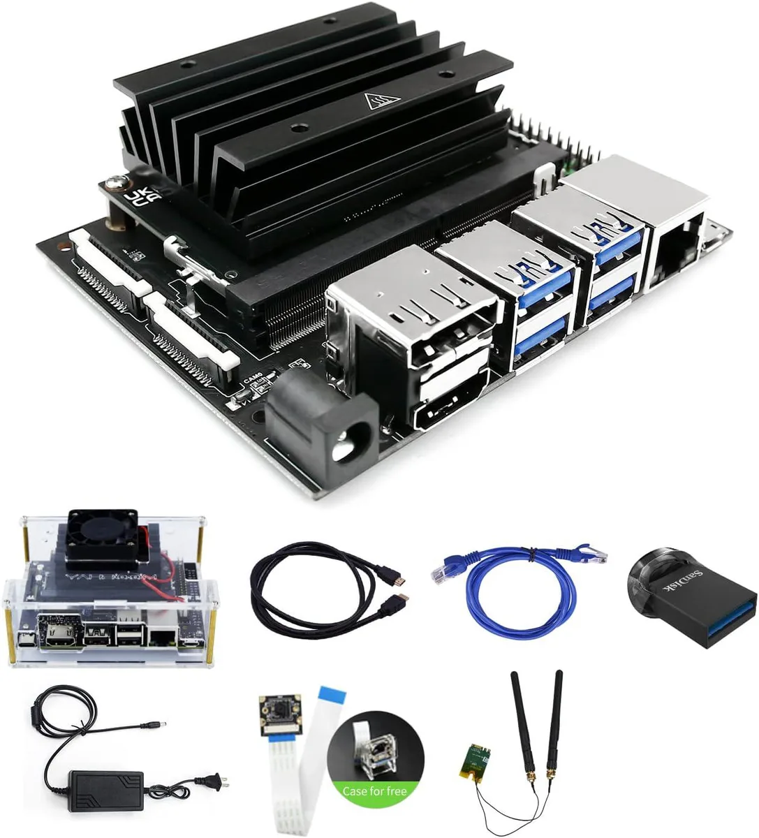 yahboom Yahboom Jetson Nano 4GB SUB 16G-eMMC Acrylic Case Camera barebone mini PC — product photo